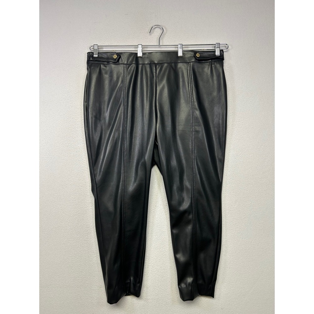 Moto Edgy Sleek Marc New York Andrew Marc Womens 3X Black Faux Leather Pants